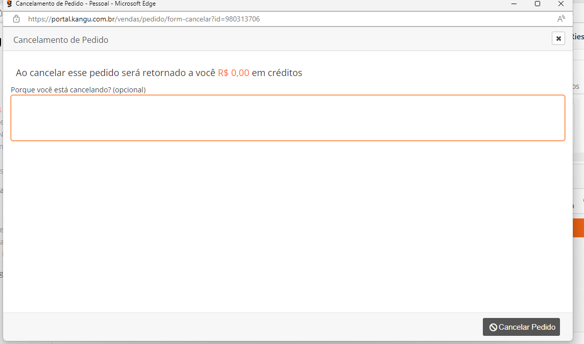 Como cancelar pedido na